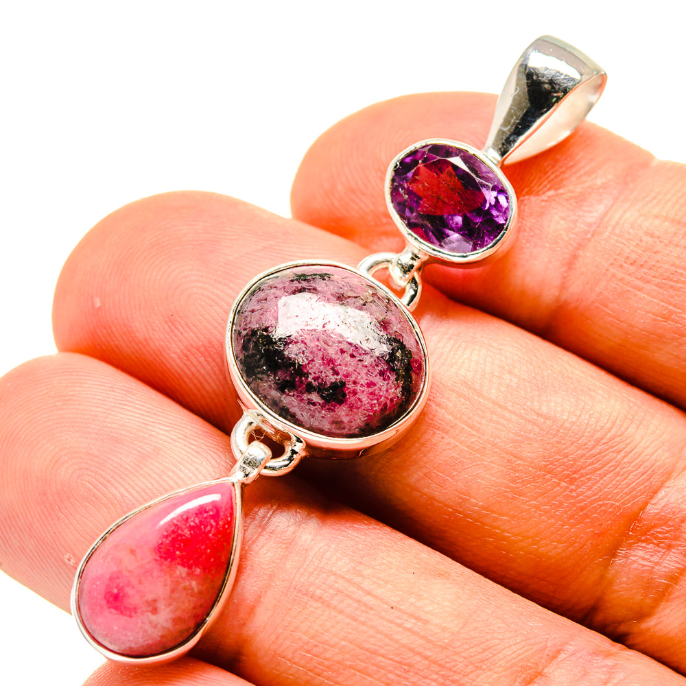 Rhodonite, Rhodochrosite, Amethyst Pendants handcrafted by Ana Silver Co - PD758735