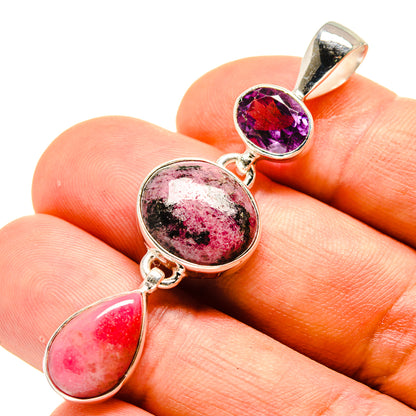 Rhodonite, Rhodochrosite, Amethyst Pendants handcrafted by Ana Silver Co - PD758735