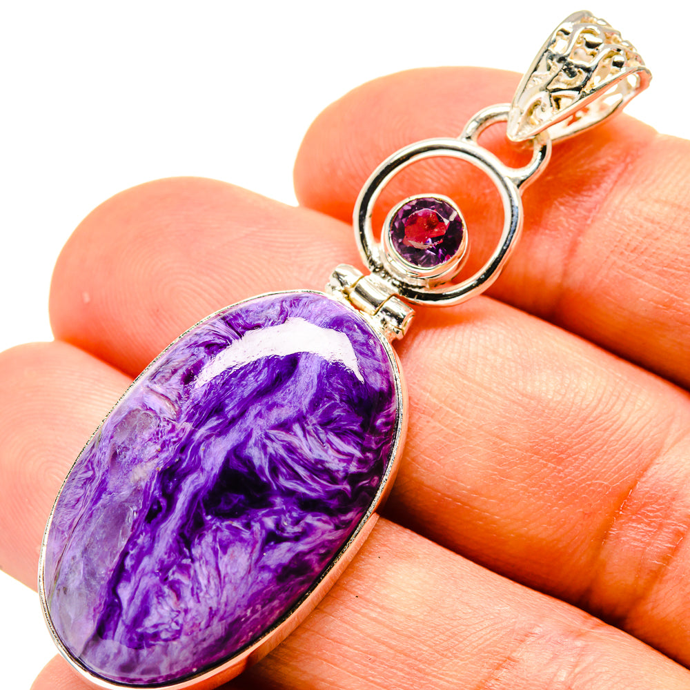 Charoite, Amethyst Pendants handcrafted by Ana Silver Co - PD758737