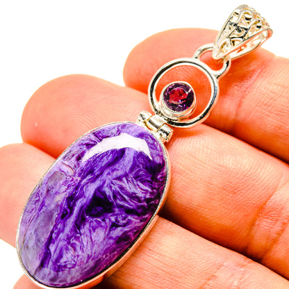Charoite, Amethyst Pendants handcrafted by Ana Silver Co - PD758737