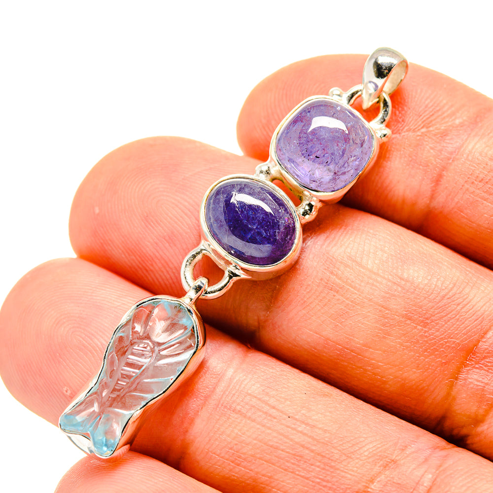 Aquamarine, Tanzanite Pendants handcrafted by Ana Silver Co - PD758738