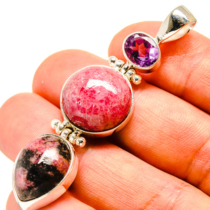 Rhodochrosite, Rhodonite, Amethyst Pendants handcrafted by Ana Silver Co - PD758739