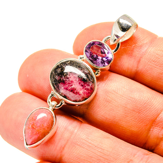 Rhodonite, Rhodochrosite, Amethyst Pendants handcrafted by Ana Silver Co - PD758740