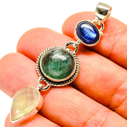 Green Fluorite, Prehnite, Kyanite Pendants handcrafted by Ana Silver Co - PD758741