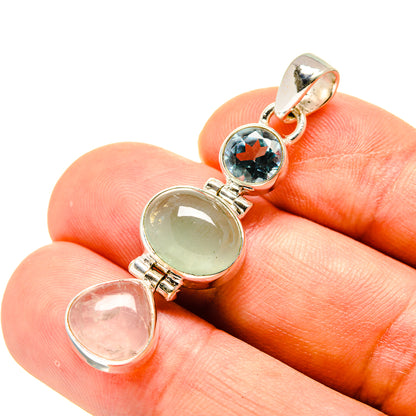 Blue Fluorite, Rose Quartz, Blue Topaz Pendants handcrafted by Ana Silver Co - PD758745