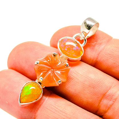 Carnelian, Ethiopian Opal Pendants handcrafted by Ana Silver Co - PD758747