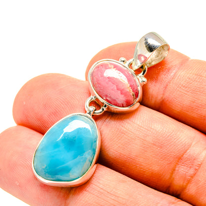 Larimar, Rhodochrosite Pendants handcrafted by Ana Silver Co - PD758752
