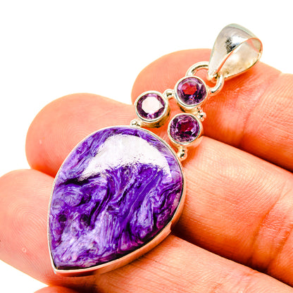 Charoite, Amethyst Pendants handcrafted by Ana Silver Co - PD758755