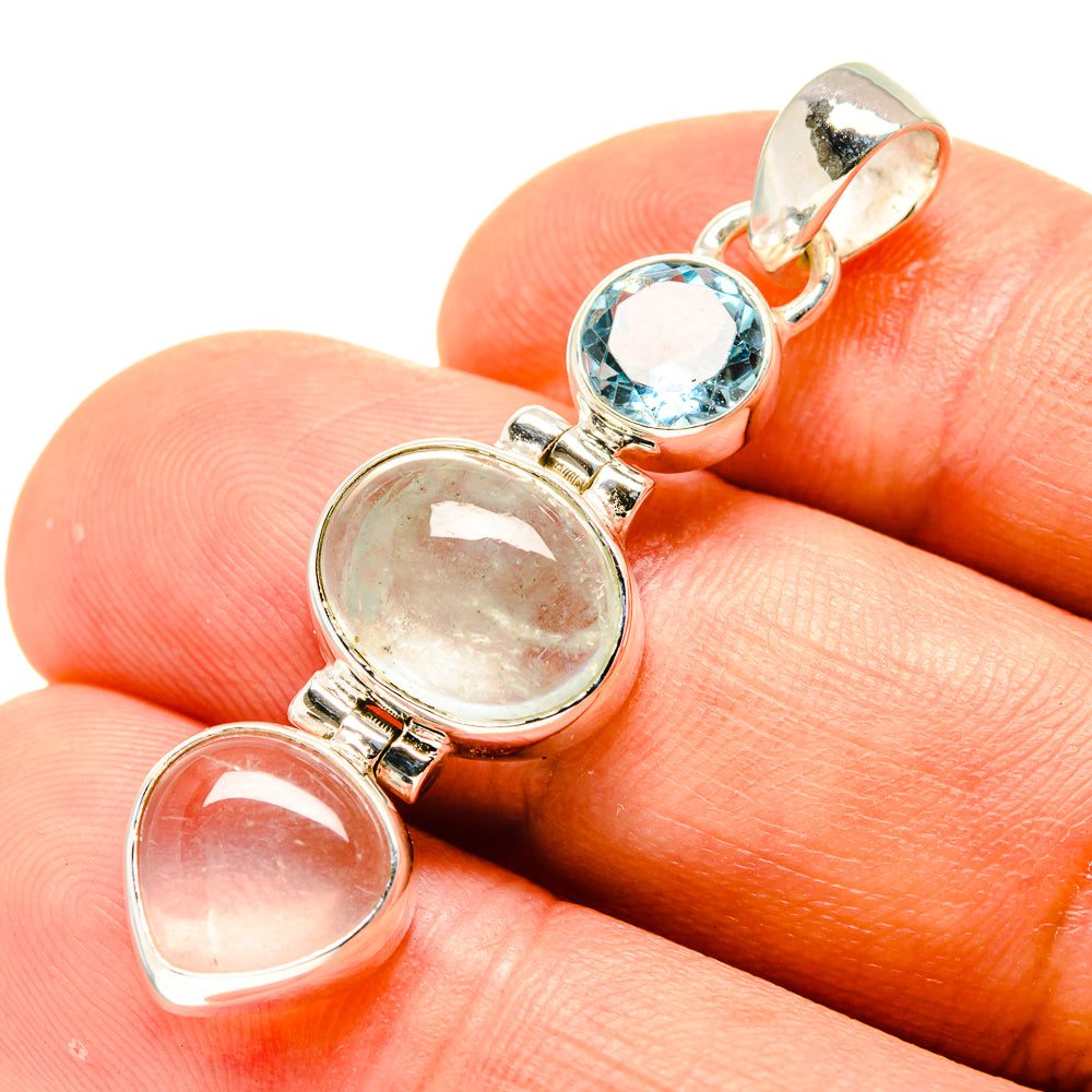 Aquamarine, Rose Quartz, Blue Topaz Pendants handcrafted by Ana Silver Co - PD758771