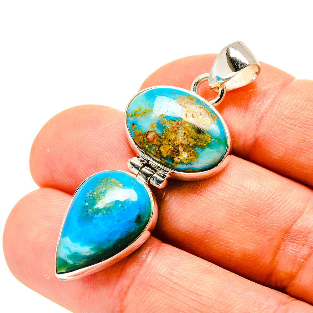 Peruvian Opal, Chrysocolla Pendants handcrafted by Ana Silver Co - PD758772