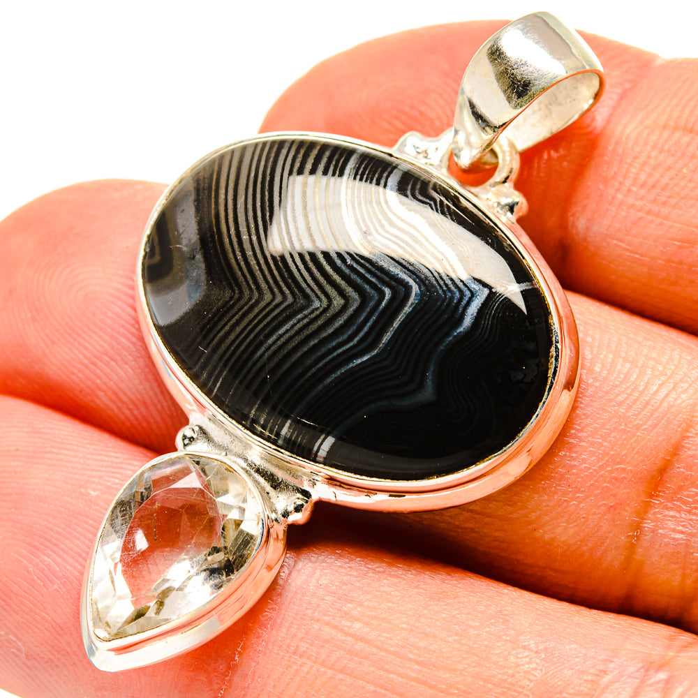 Psilomelane, White Quartz Pendants handcrafted by Ana Silver Co - PD758795