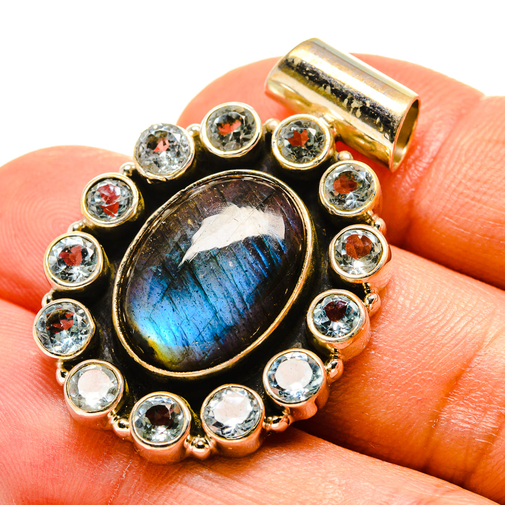 Labradorite, Blue Topaz Pendants handcrafted by Ana Silver Co - PD758797
