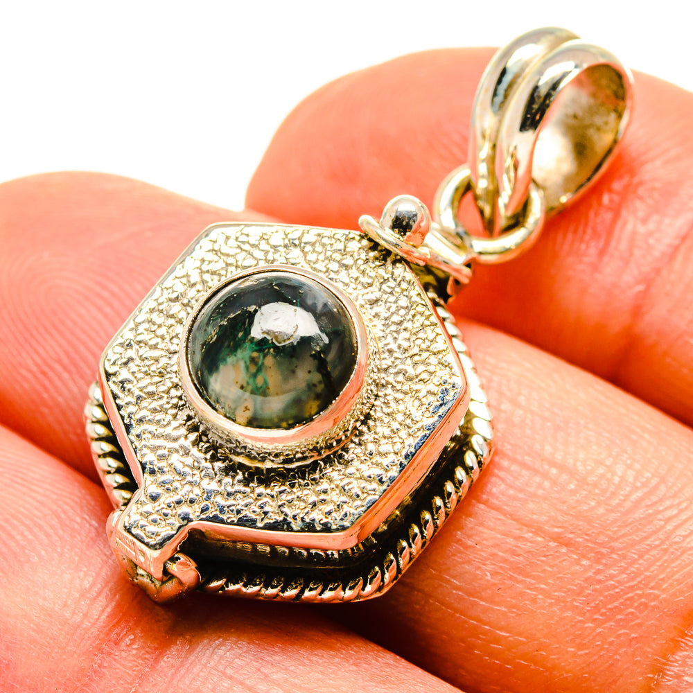 Green Moss Agate Pendants handcrafted by Ana Silver Co - PD758885