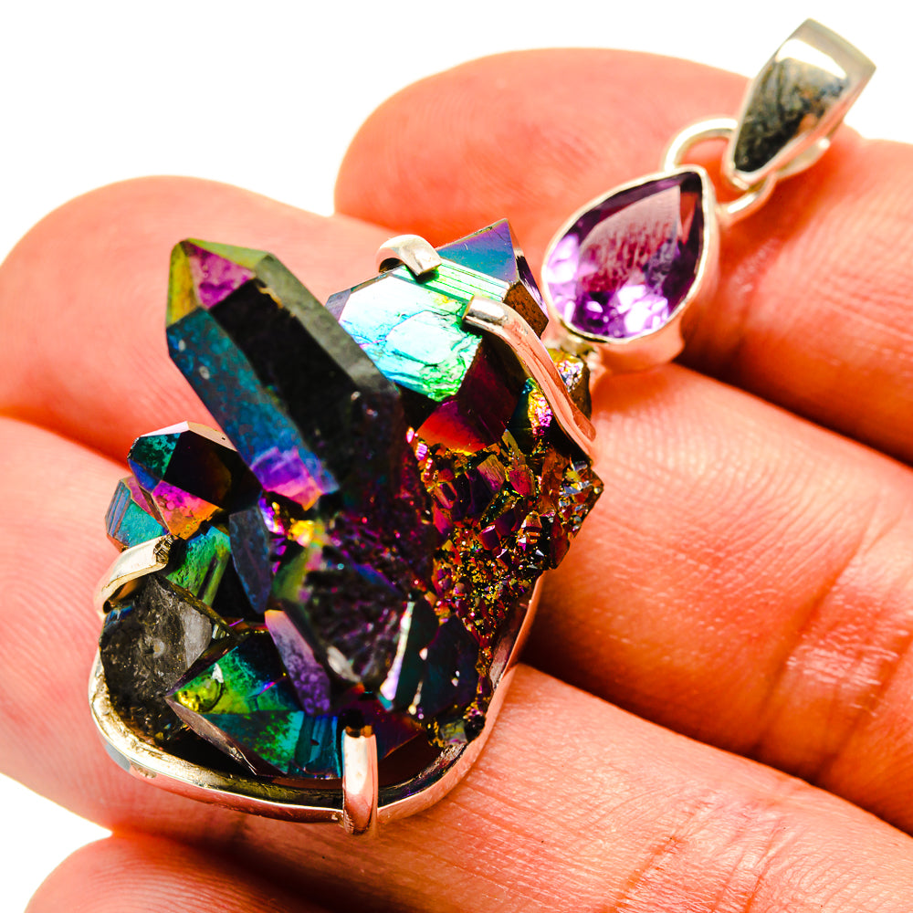 Titanium Sunshine Druzy Pendants handcrafted by Ana Silver Co - PD758963
