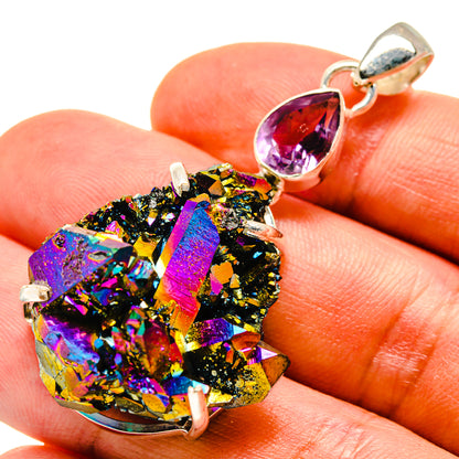 Titanium Sunshine Druzy Pendants handcrafted by Ana Silver Co - PD758964