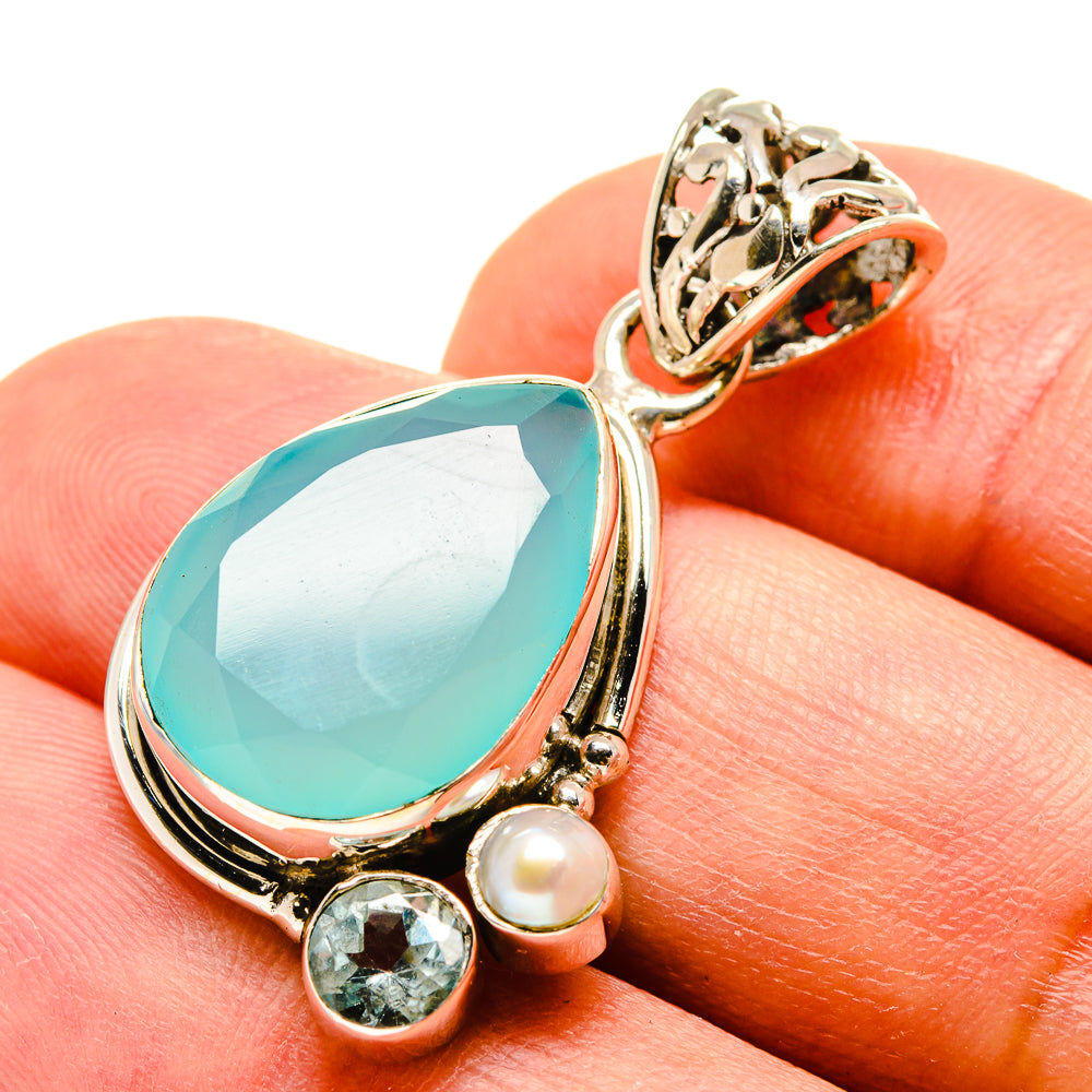 Aqua Chalcedony Pendants handcrafted by Ana Silver Co - PD759054