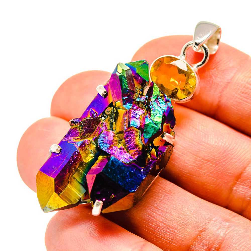 Titanium Sunshine Druzy Pendants handcrafted by Ana Silver Co - PD759073