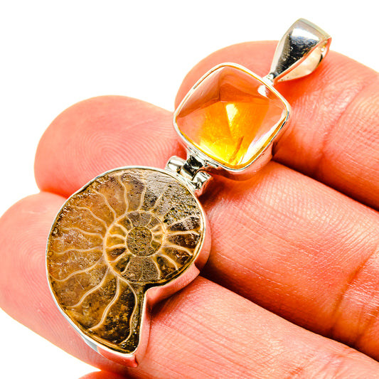 Ammonite Fossil Pendants handcrafted by Ana Silver Co - PD759105