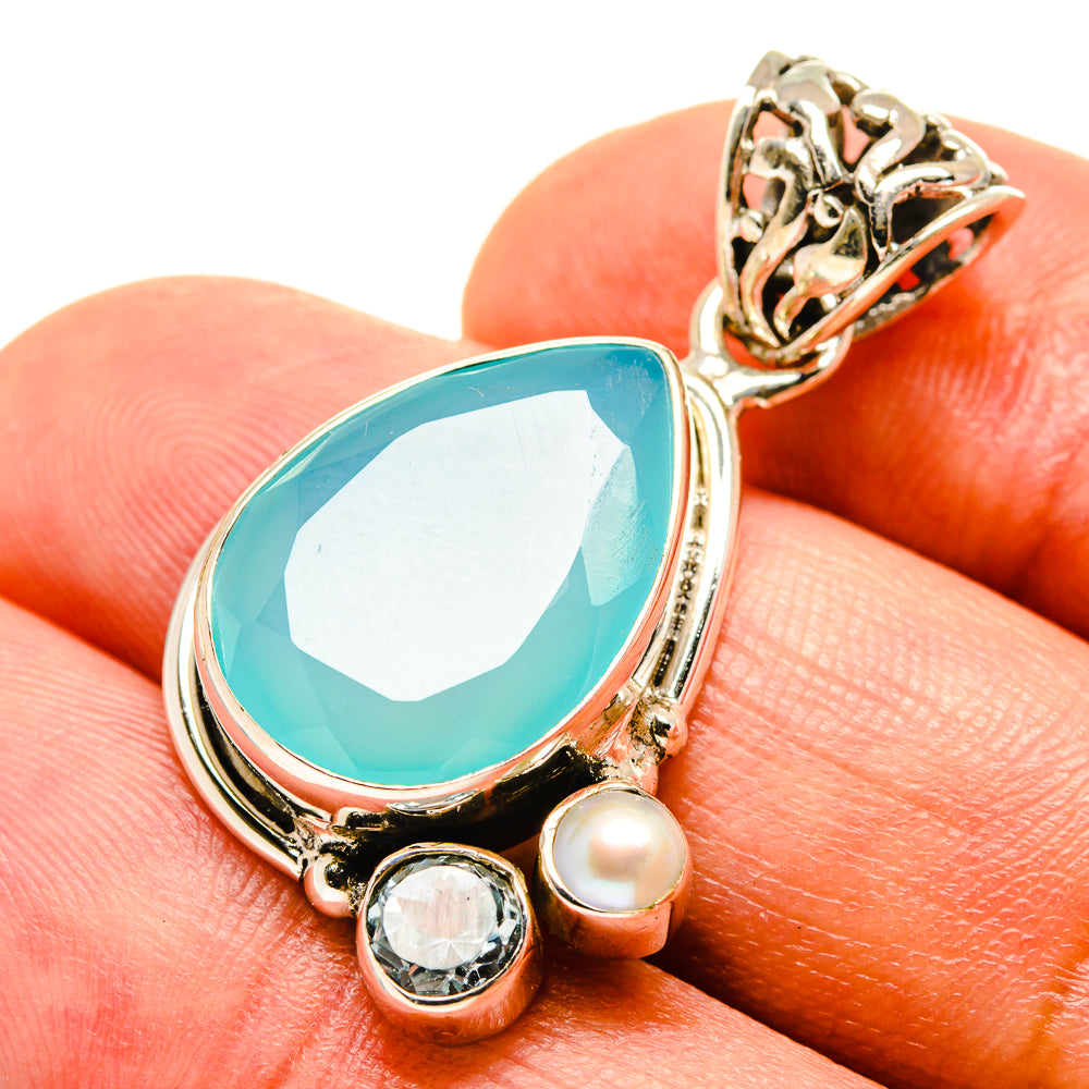 Aqua Chalcedony Pendants handcrafted by Ana Silver Co - PD759118