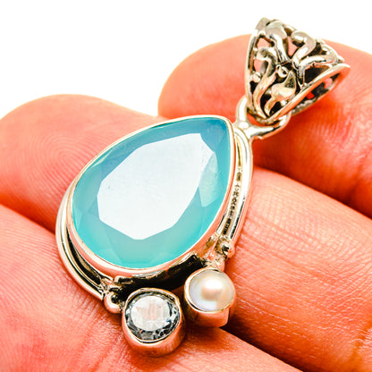 Aqua Chalcedony Pendants handcrafted by Ana Silver Co - PD759118
