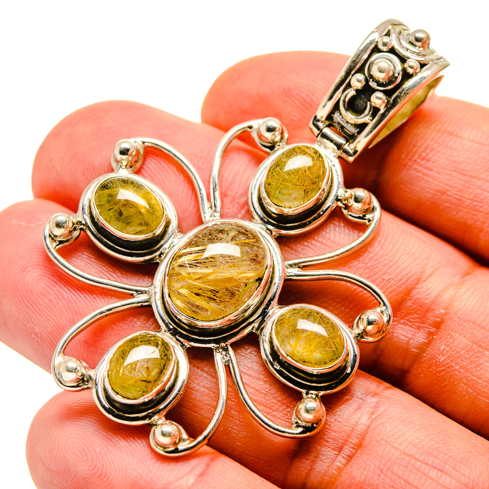 Rutilated Quartz Cross Pendants handcrafted by Ana Silver Co - PD759147