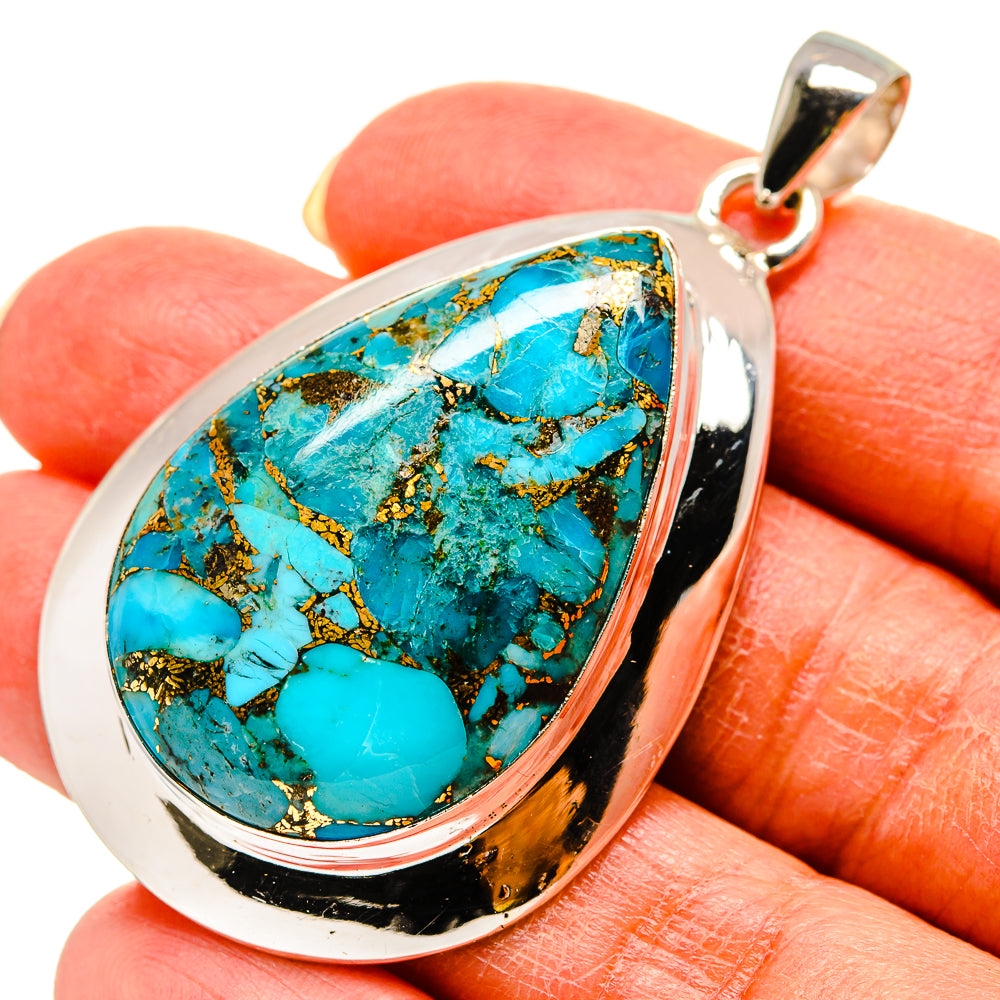 Blue Copper Composite Turquoise Pendants handcrafted by Ana Silver Co - PD759150