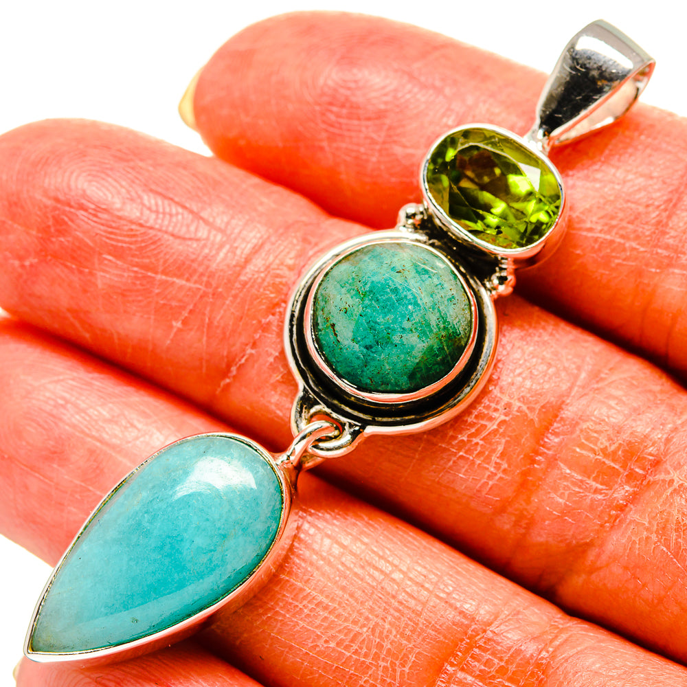 Peruvian Amazonite Pendants handcrafted by Ana Silver Co - PD759165
