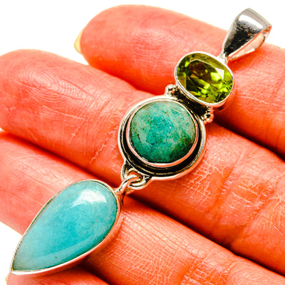 Peruvian Amazonite Pendants handcrafted by Ana Silver Co - PD759165