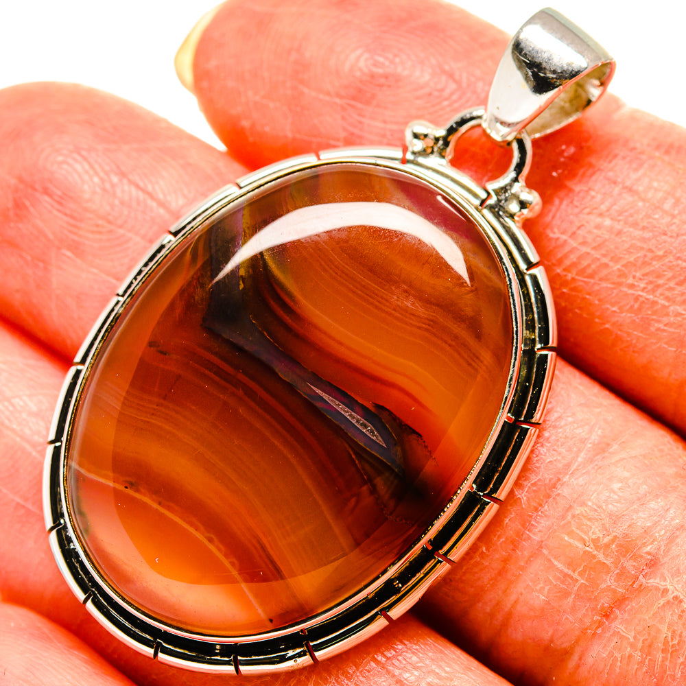 Orange Botswana Agate Pendants handcrafted by Ana Silver Co - PD759169
