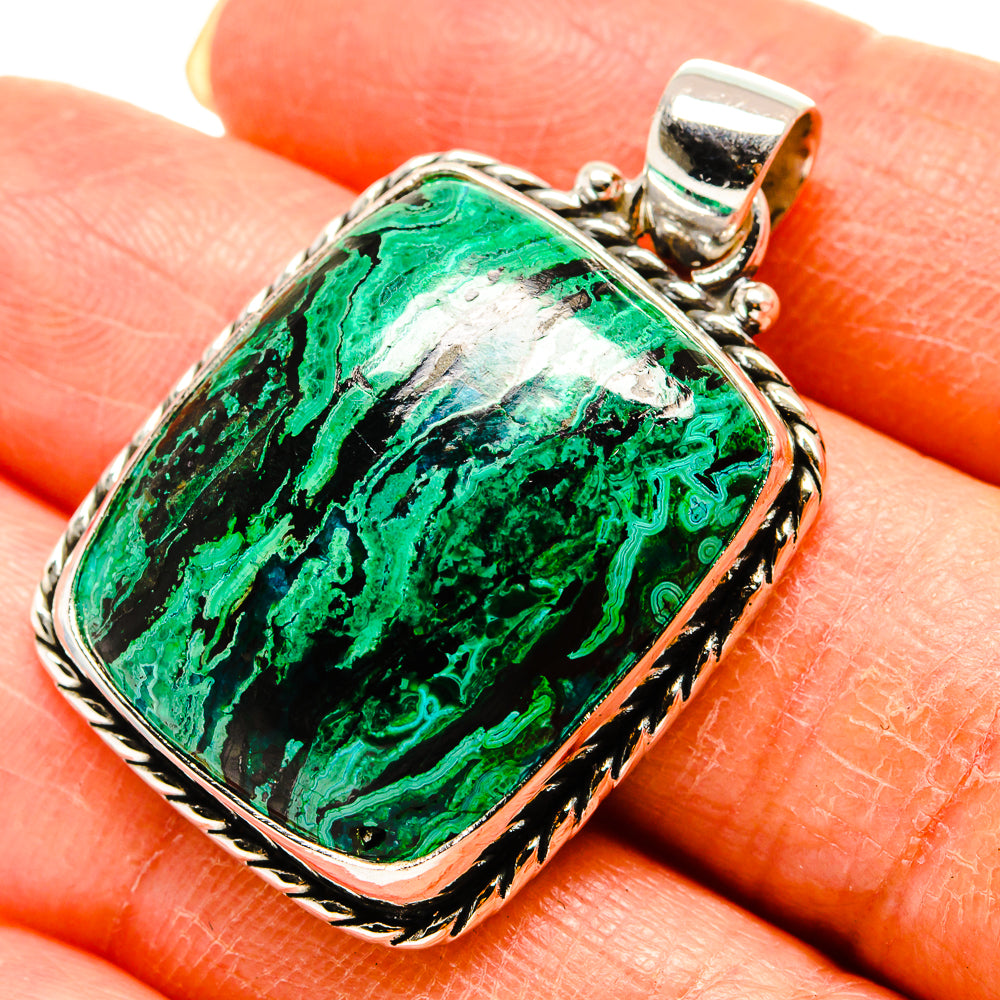 Malachite In Chrysocolla Pendants handcrafted by Ana Silver Co - PD759185