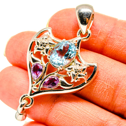 Blue Topaz Amethyst Pendants handcrafted by Ana Silver Co - PD759237