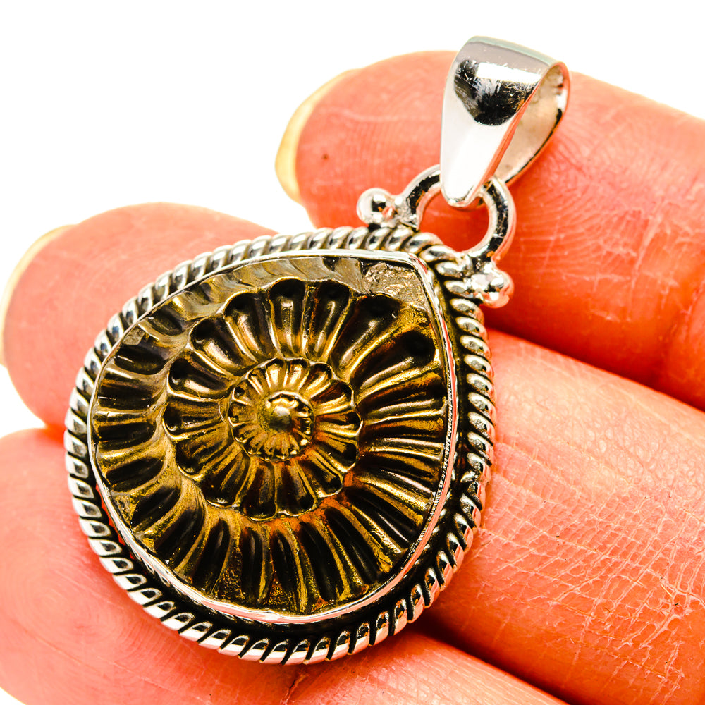 Pyrite Sea Shell Pendants handcrafted by Ana Silver Co - PD759238