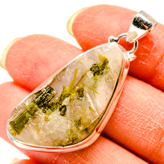 Green Tourmaline In Quartz Pendants handcrafted by Ana Silver Co - PD759277