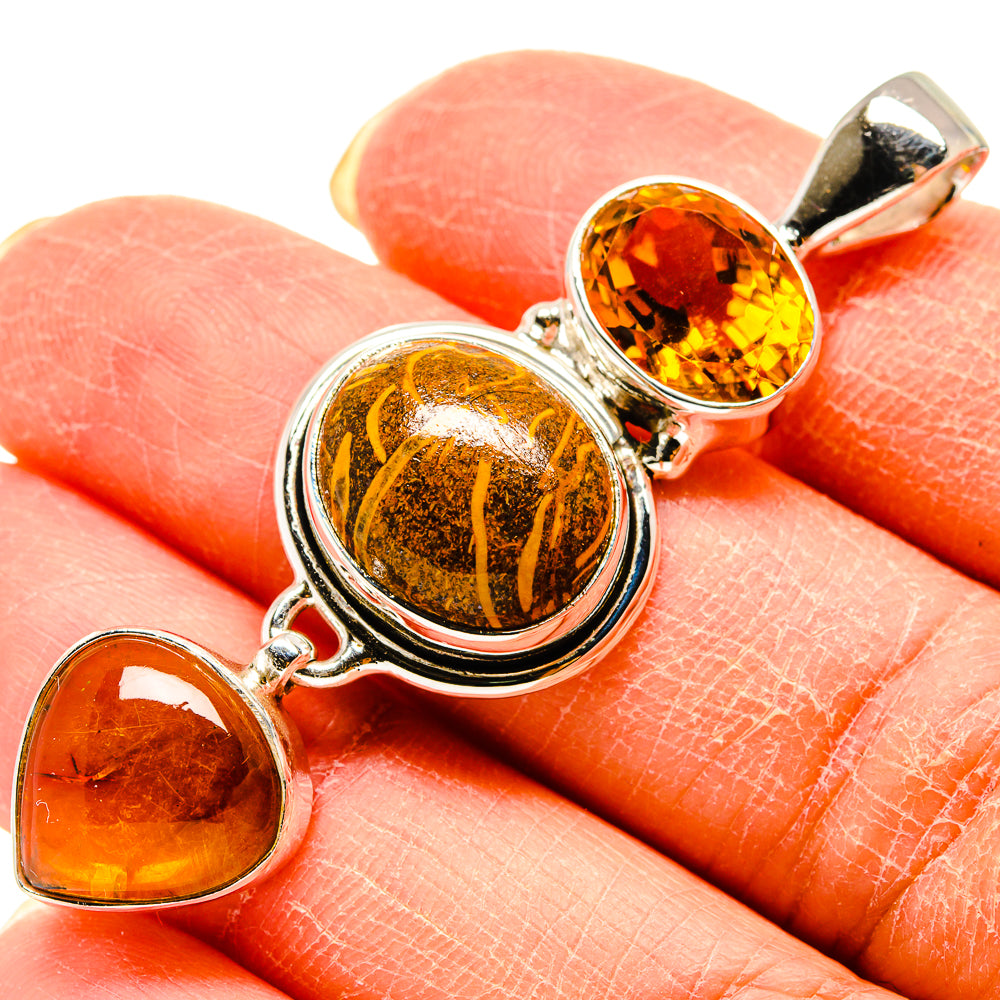 Palm Wood Jasper Pendants handcrafted by Ana Silver Co - PD759281
