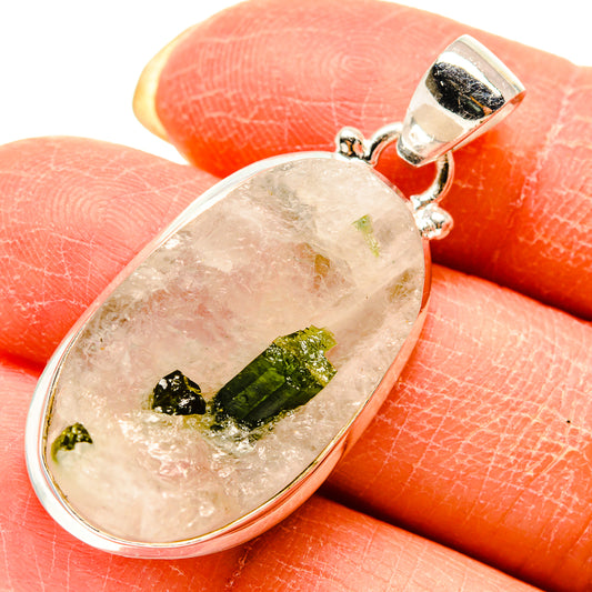 Green Tourmaline In Quartz Pendants handcrafted by Ana Silver Co - PD759284