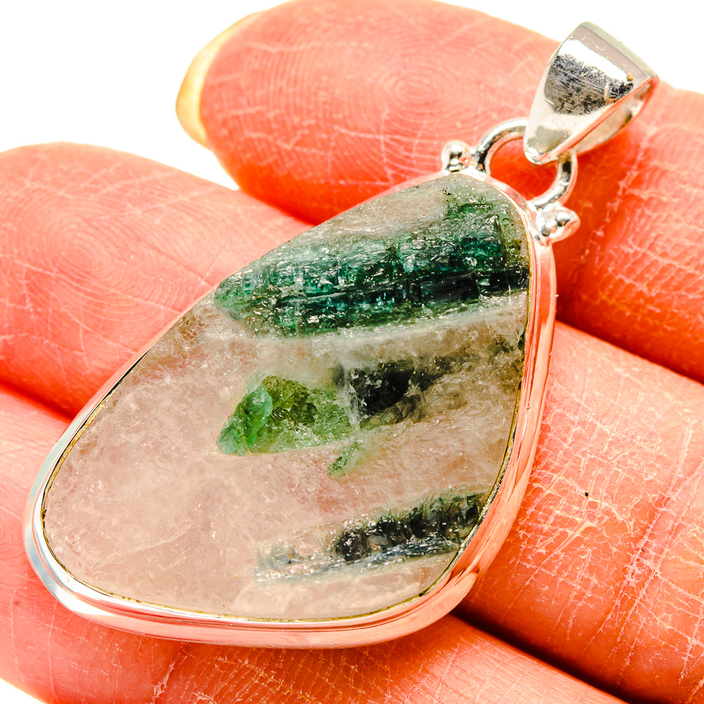 Green Tourmaline In Quartz Pendants handcrafted by Ana Silver Co - PD759290