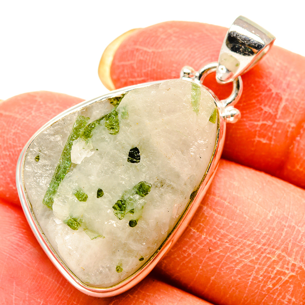 Green Tourmaline In Quartz Pendants handcrafted by Ana Silver Co - PD759313