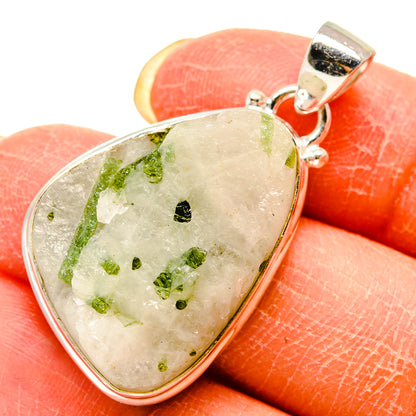 Green Tourmaline In Quartz Pendants handcrafted by Ana Silver Co - PD759313