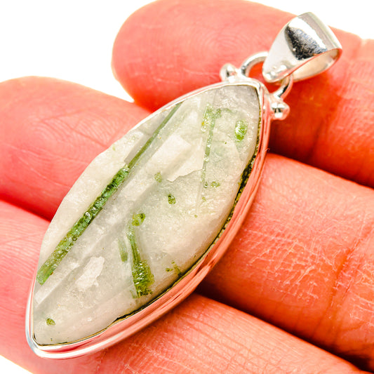 Green Tourmaline In Quartz Pendants handcrafted by Ana Silver Co - PD759343