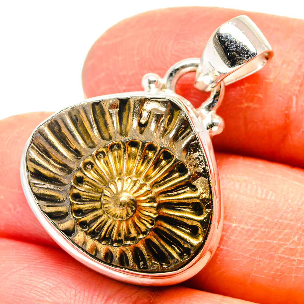 Pyrite Fossil Pendants handcrafted by Ana Silver Co - PD759416