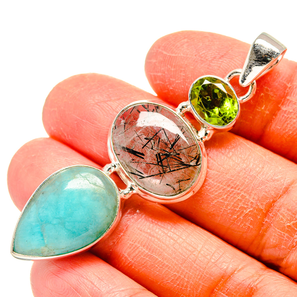 Peruvian Amazonite Pendants handcrafted by Ana Silver Co - PD759422