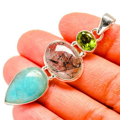 Peruvian Amazonite Pendants handcrafted by Ana Silver Co - PD759422