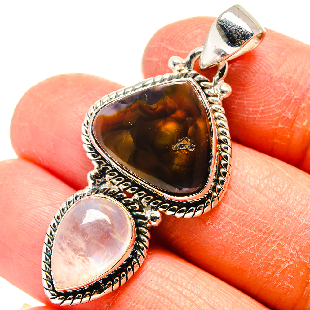 Mexican Fire Agate Pendants handcrafted by Ana Silver Co - PD759428