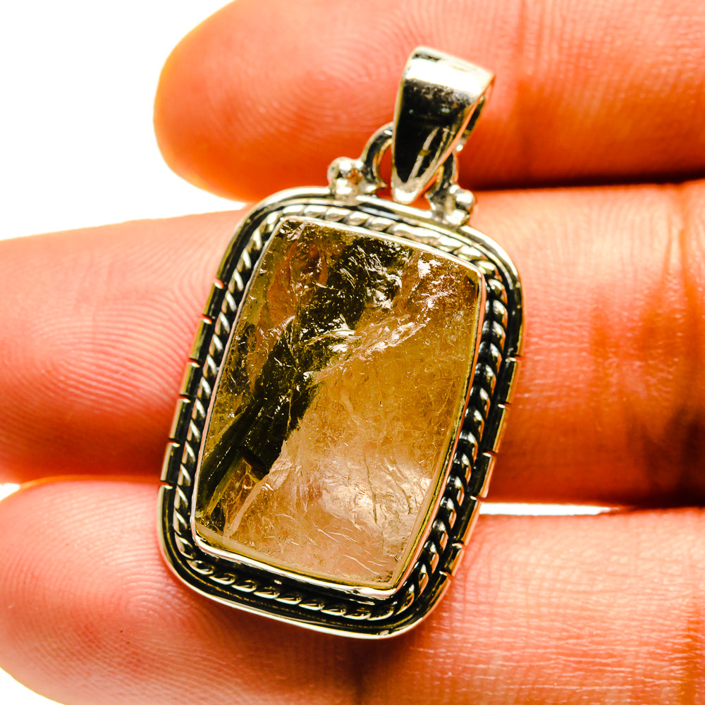 Green Tourmaline In Quartz Pendants handcrafted by Ana Silver Co - PD759463