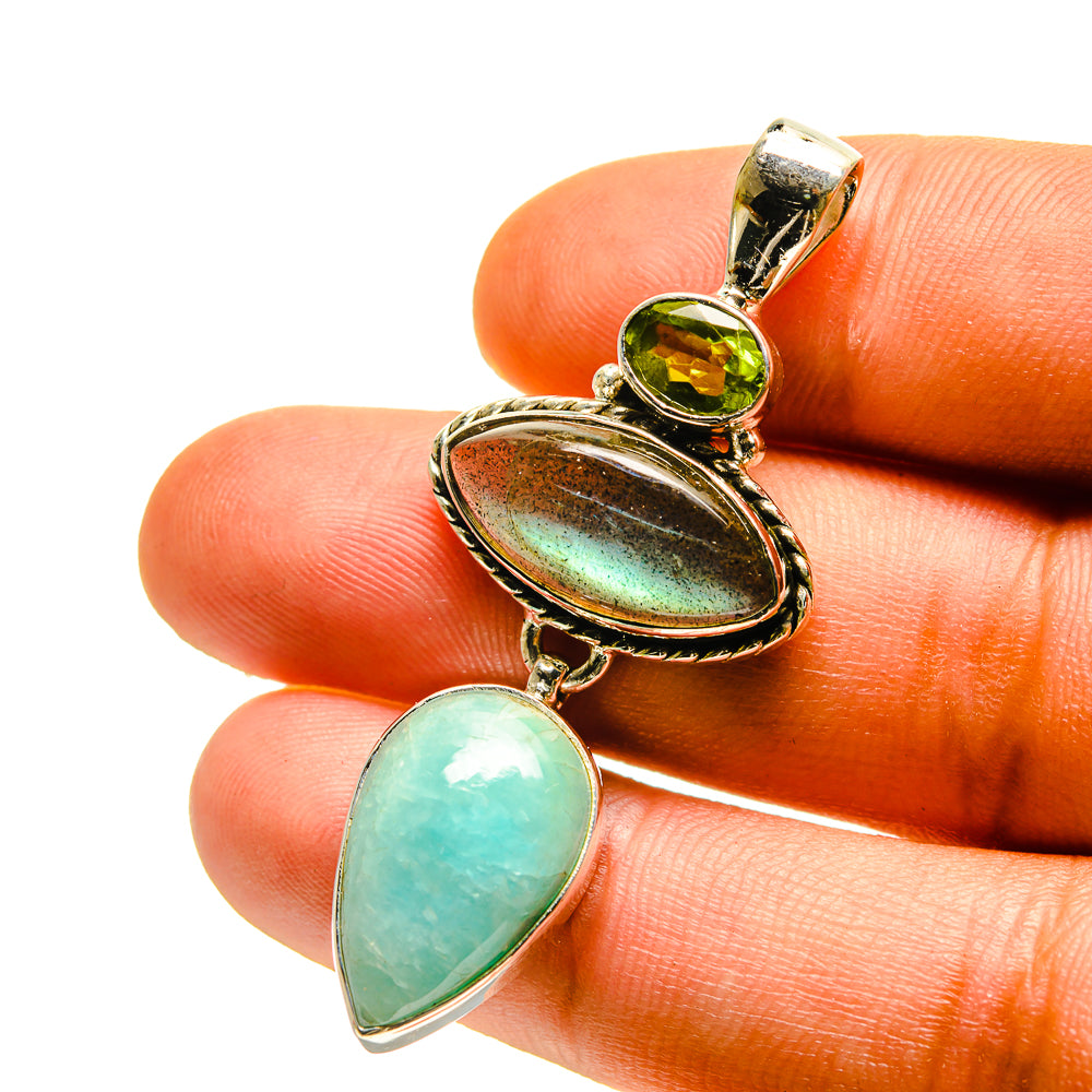 Peruvian Amazonite Pendants handcrafted by Ana Silver Co - PD759494
