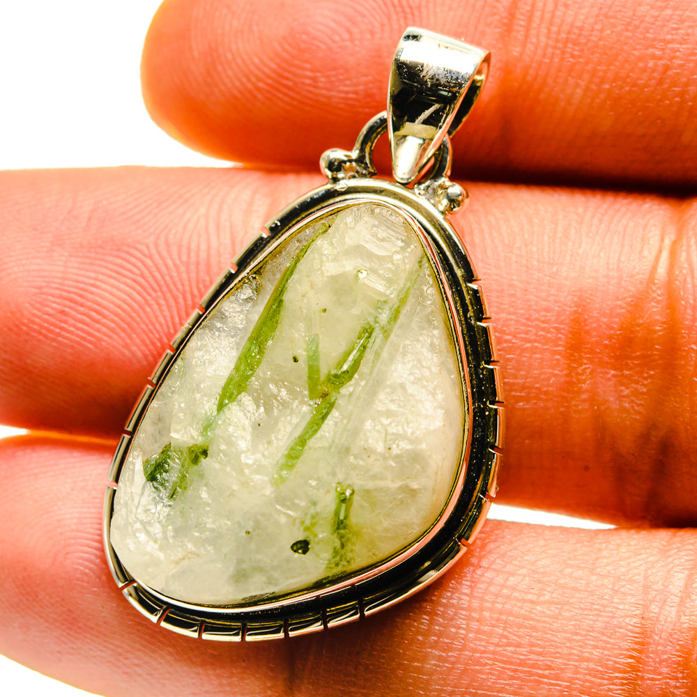 Green Tourmaline In Quartz Pendants handcrafted by Ana Silver Co - PD759500