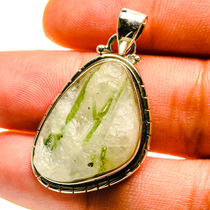 Green Tourmaline In Quartz Pendants handcrafted by Ana Silver Co - PD759500