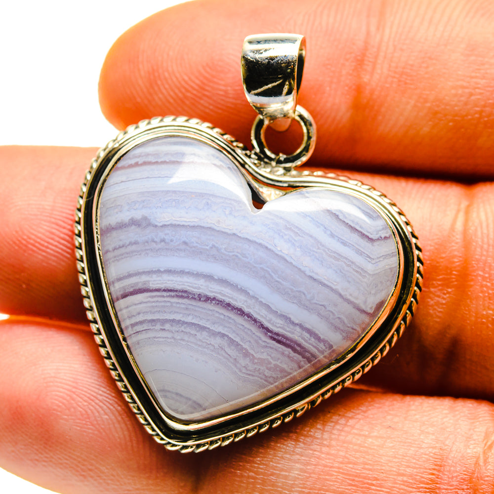 Blue Lace Agate Pendants handcrafted by Ana Silver Co - PD759509