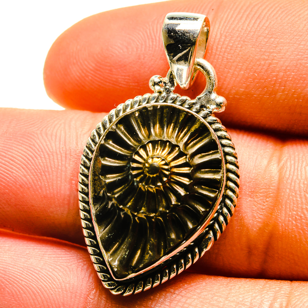 Pyrite Fossil Pendants handcrafted by Ana Silver Co - PD759564