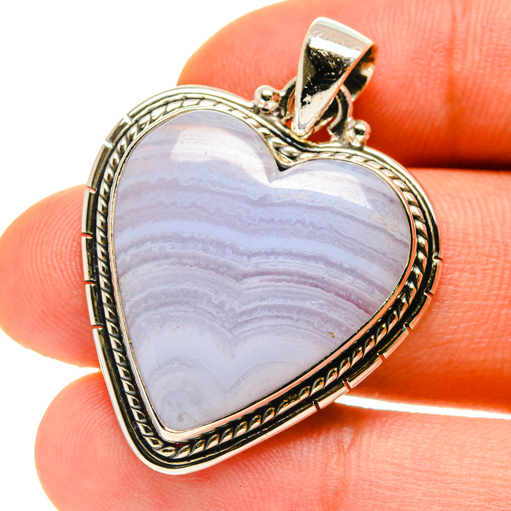 Blue Lace Agate Pendants handcrafted by Ana Silver Co - PD759890